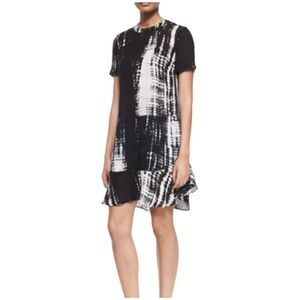 ALC Louis tie dye SILK Abstract Shift dress ruffle Size 12 Dress